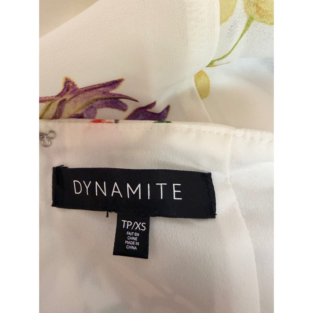 Dynamite Floral Cut-Out Maxi Dress Size XS White Botanical Ruffle Summer Boho - Picture 10 of 10